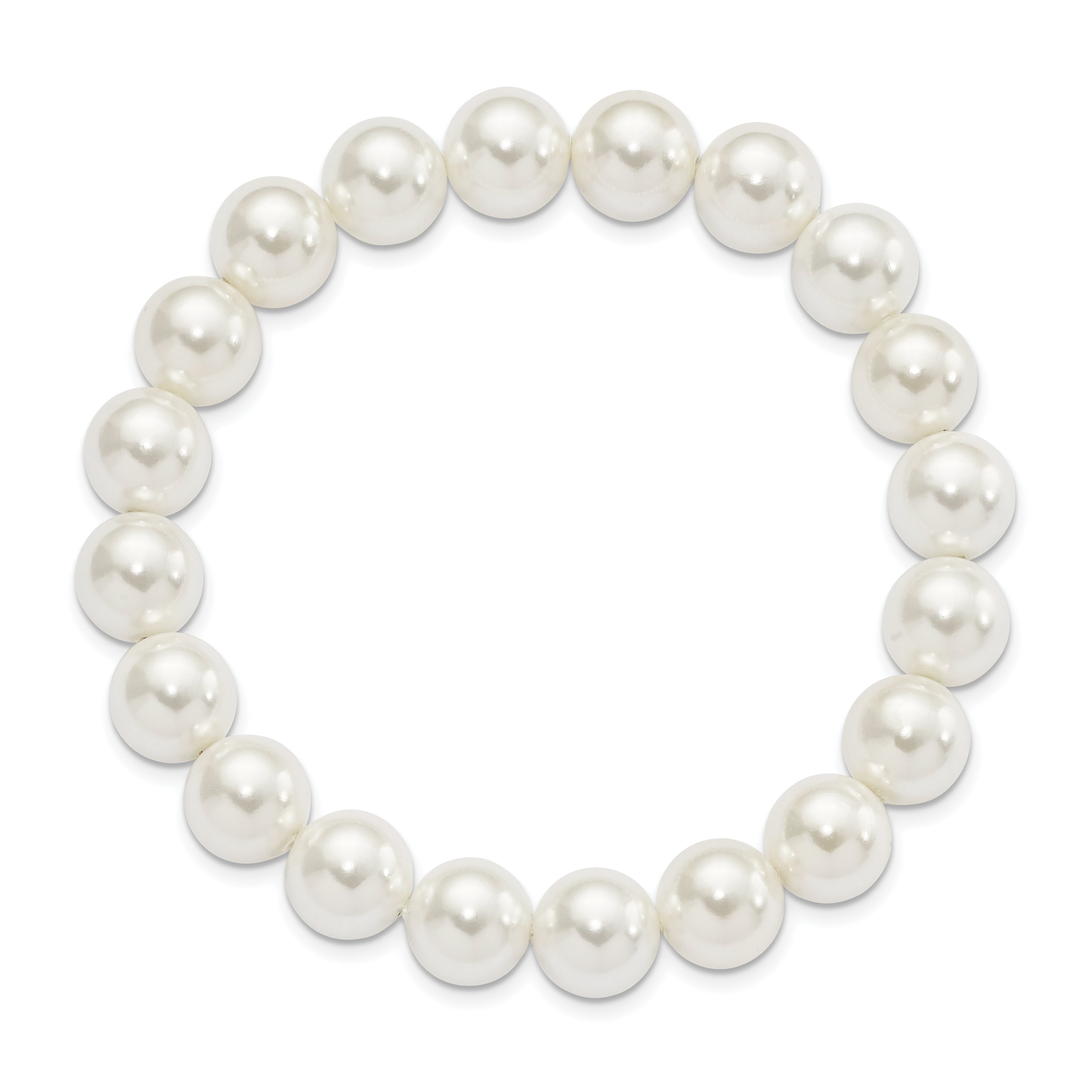Majestik 10-11mm White Imitation Shell Pearl Stretch Bracelet Secondary image