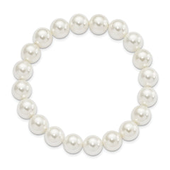 Majestik 10-11mm White Imitation Shell Pearl Stretch Bracelet