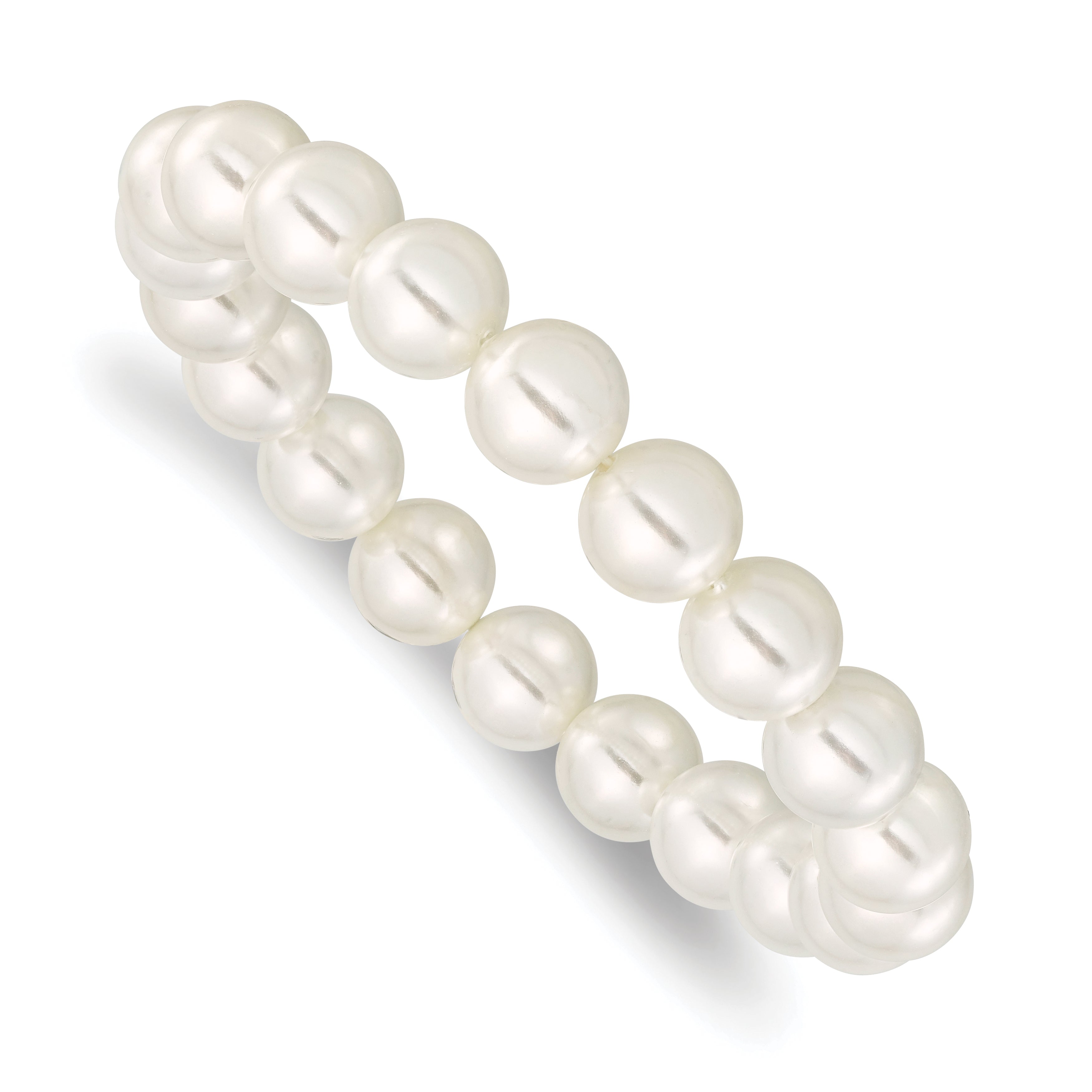 Majestik 10-11mm White Imitation Shell Pearl Stretch Bracelet Main image