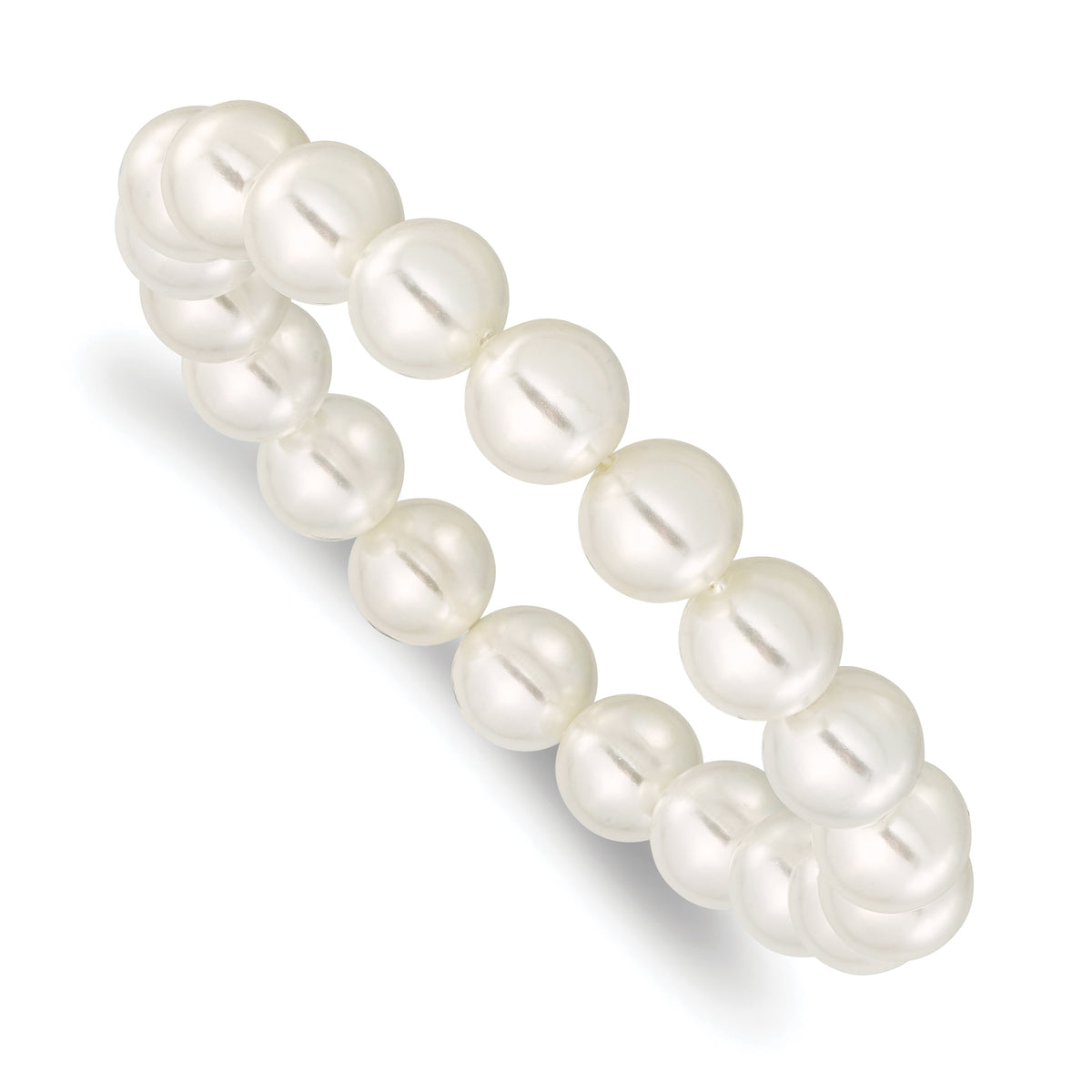 Majestik 10-11mm White Imitation Shell Pearl Stretch Bracelet