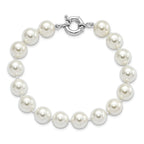 Majestik Sterling Silver Rhodium-plated 10-11mm Imitation Shell Pearl Hand-knotted Bracelet