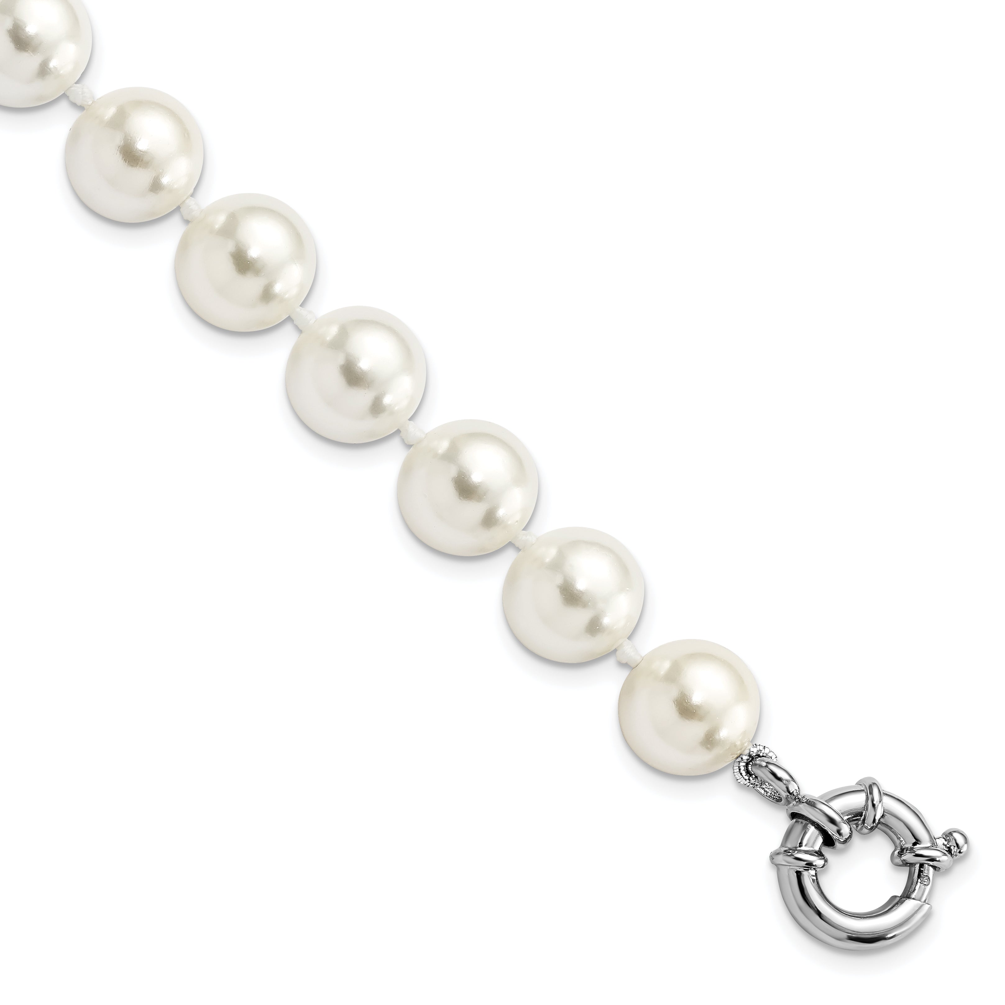 Majestik Sterling Silver Rhodium-plated 10-11mm Imitation Shell Pearl Hand-knotted Bracelet Main image