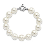 Majestik Sterling Silver Rhodium-plated 12-13mm White Imitation Shell Pearl Hand-knotted Bracelet