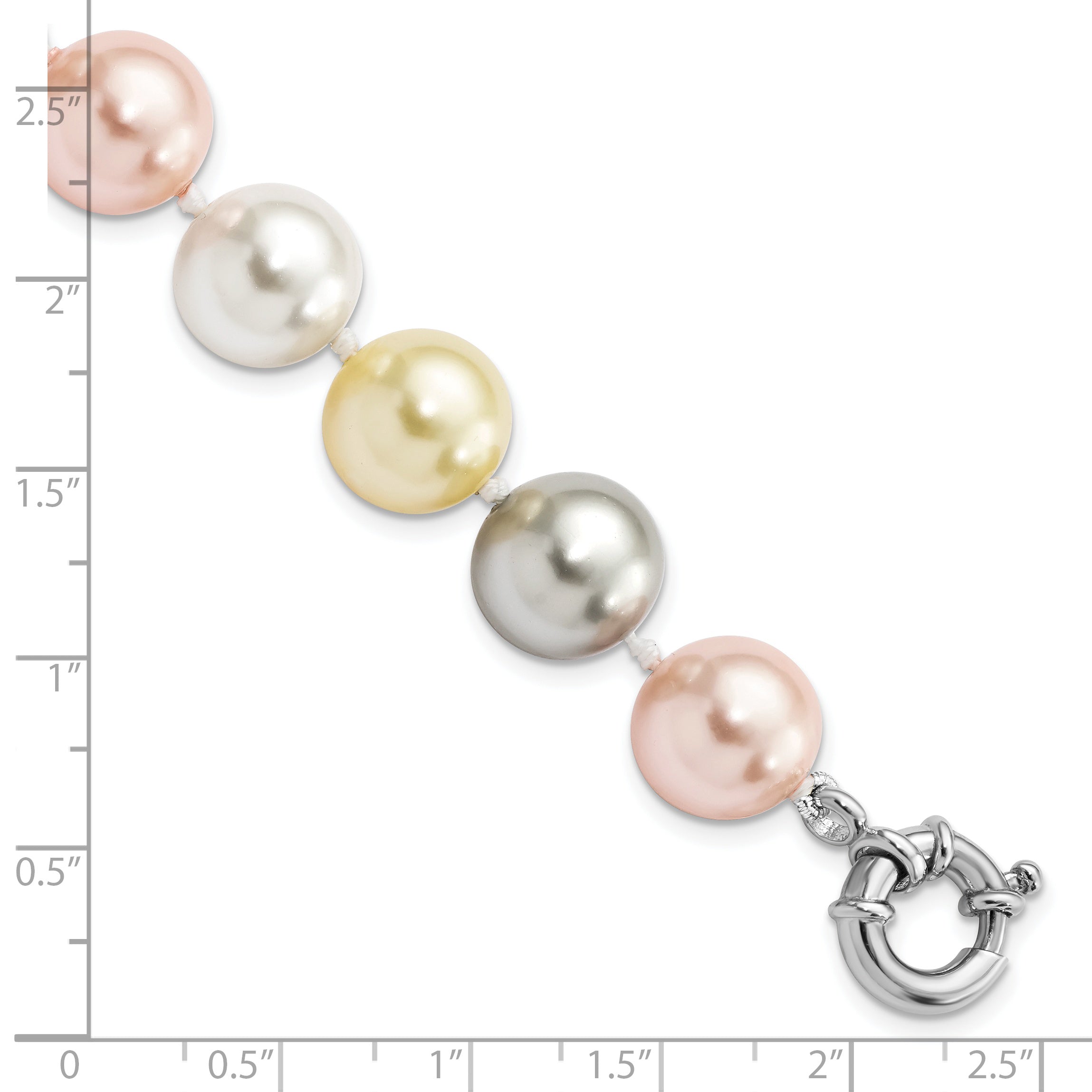 Majestik Sterling Silver Rhodium-plated 12-13mm Multi-Color Imitation Shell Pearl Hand-knotted Bracelet