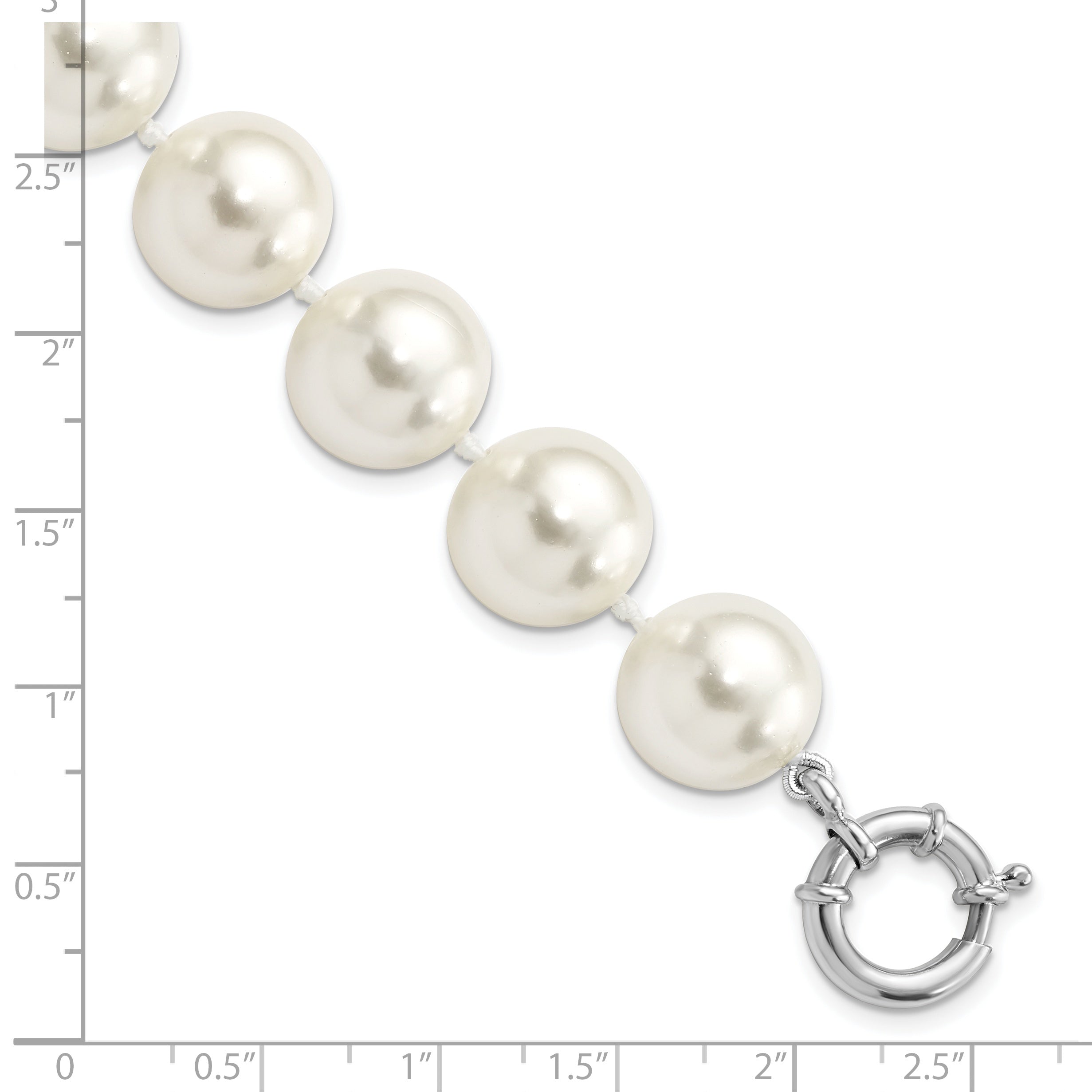 Majestik Sterling Silver Rhodium-plated 14-15mm White Imitation Shell Pearl Hand-knotted Bracelet