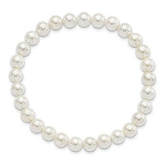 Majestik 7-8mm White Imitation Shell Pearl Stretch Bracelet