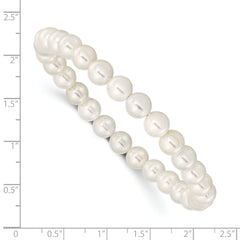 Majestik 7-8mm White Imitation Shell Pearl Stretch Bracelet