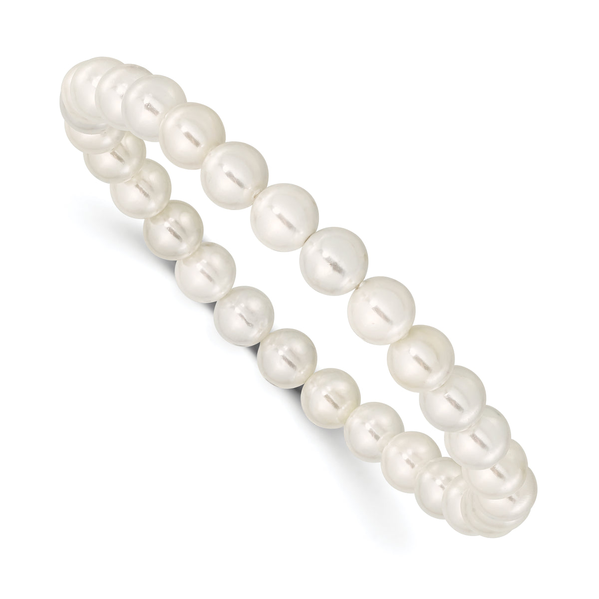 Majestik 7-8mm White Imitation Shell Pearl Stretch Bracelet