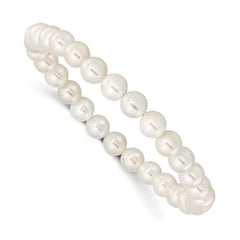 Majestik 7-8mm White Imitation Shell Pearl Stretch Bracelet
