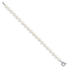 Majestik Sterling Silver Rhodium-plated 8-9mm White Imitation Shell Pearl Hand-knotted Bracelet