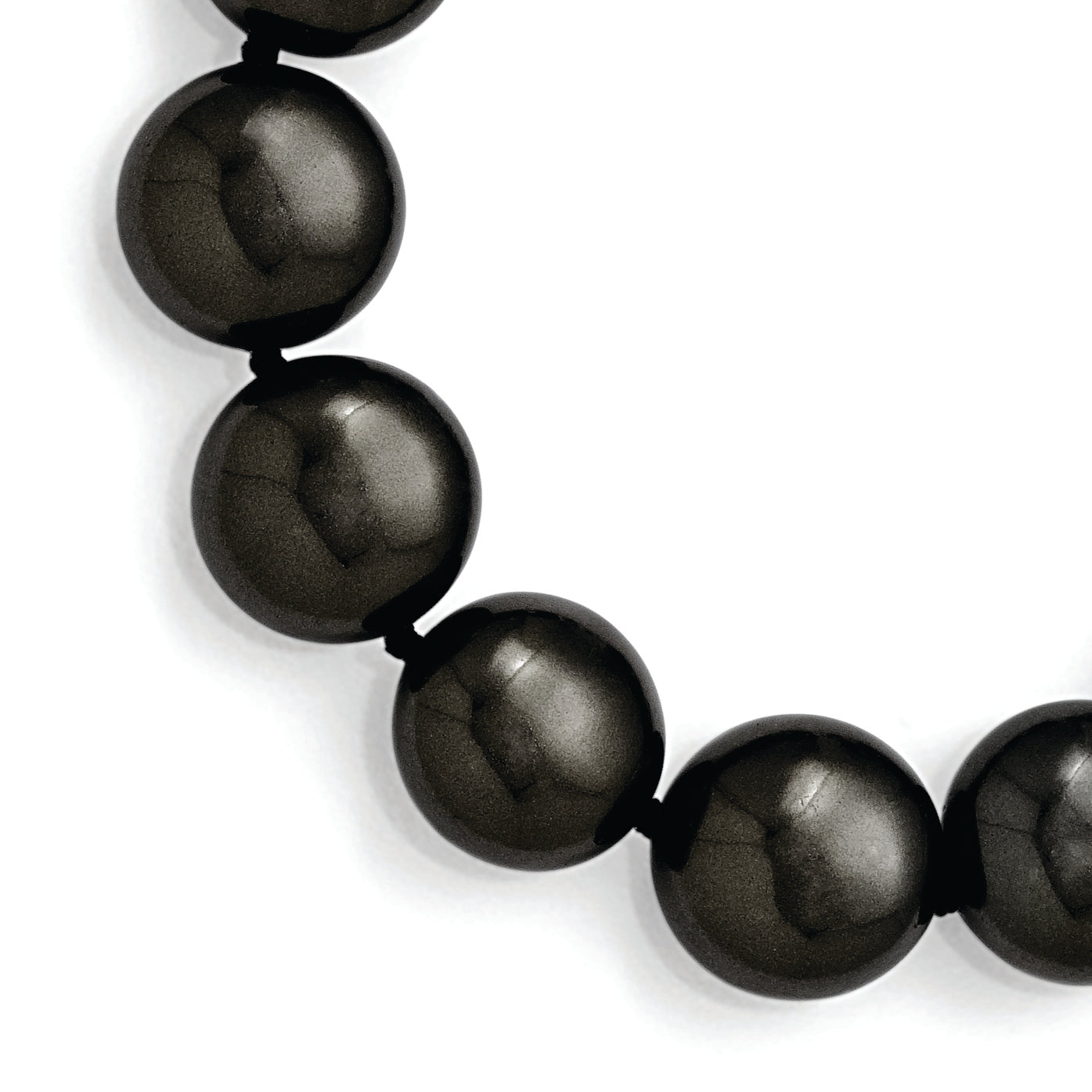 Sterling S Majestik Rh-pl 14-15mm Coin Blk Imitat Shell Pearl CZ Clasp Brac Secondary image