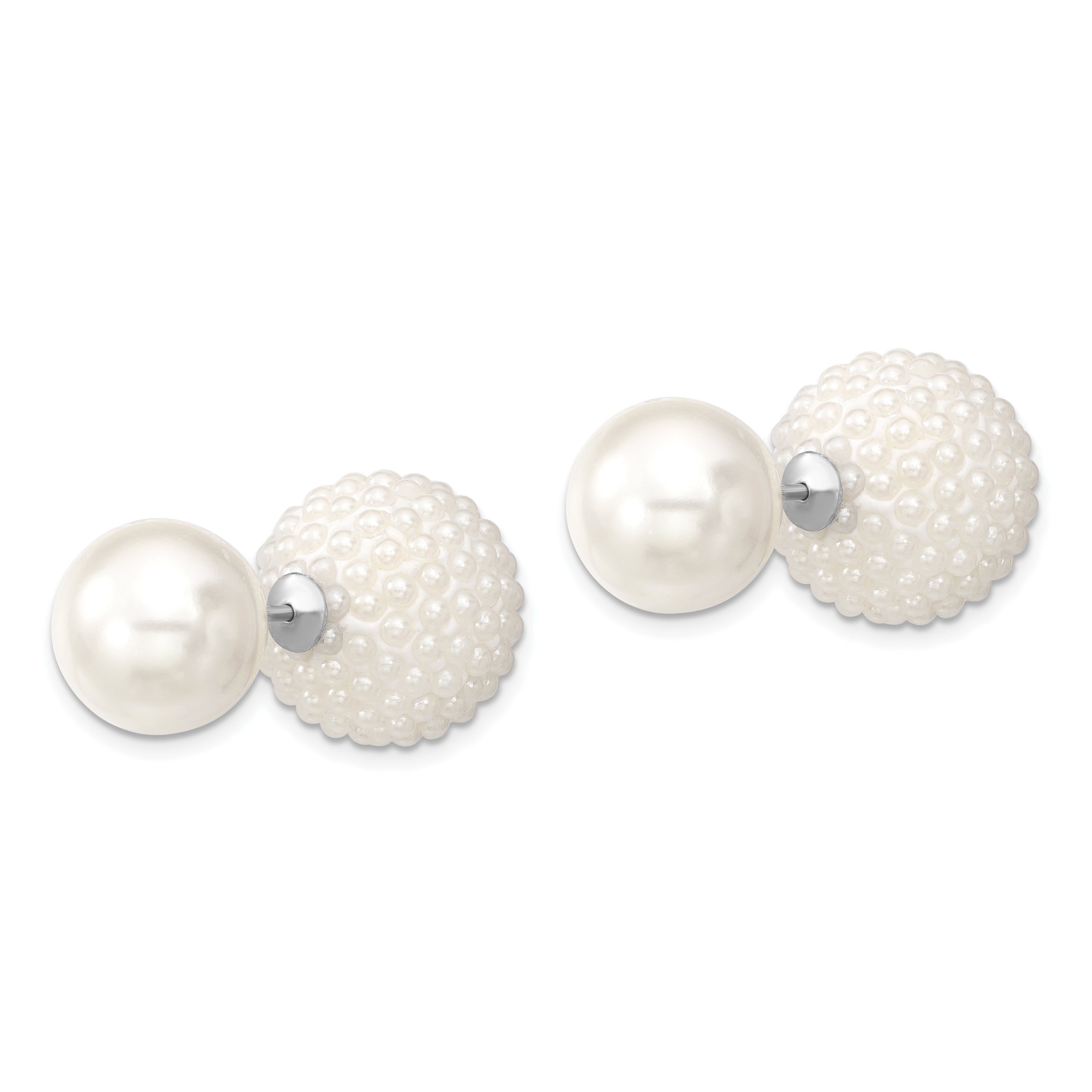 Majestik Rhodium-Plated Sterling Silver Front Back Shell Pearl Earrings Secondary image