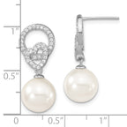 Sterling Silver Cubic Zirconia Dangle Earrings with Shell Pearls