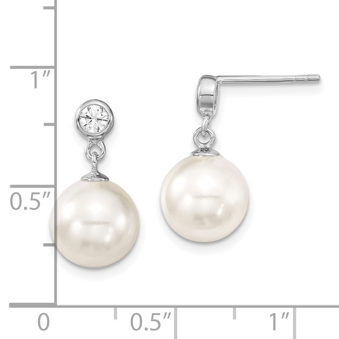 Sophia Jewelers Sterling Silver CZ Dangle Earrings with Shell Pearls Elegant Gift Ready