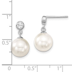 Sophia Jewelers Sterling Silver CZ Dangle Earrings with Shell Pearls Elegant Gift Ready