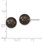 Majestik Rhodium-Plated Sterling Silver Black Shell Pearl Stud Earrings for Women