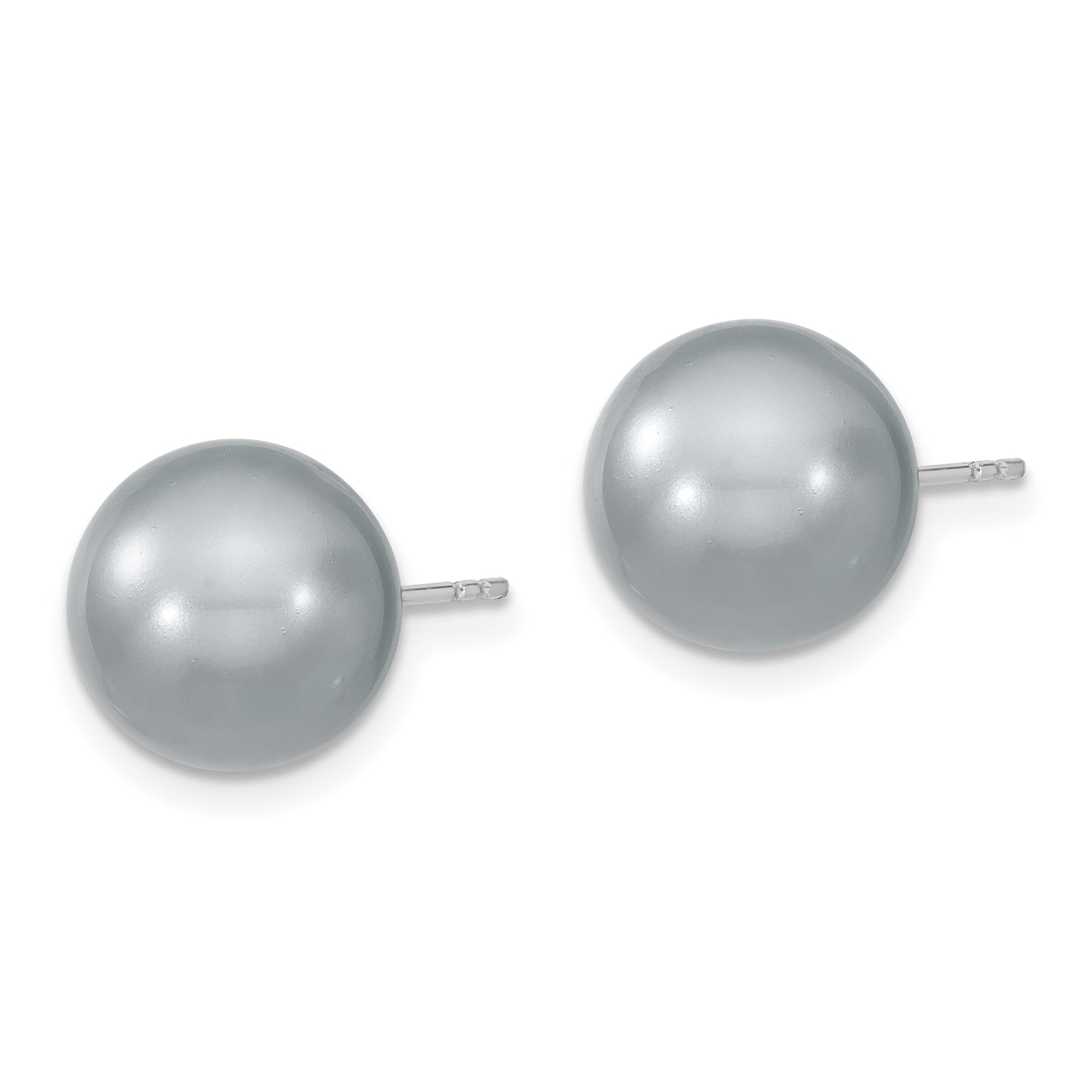 Sophia Jewelers Sterling Silver Grey Shell Pearl Stud Earrings with Rhodium Polish Secondary image