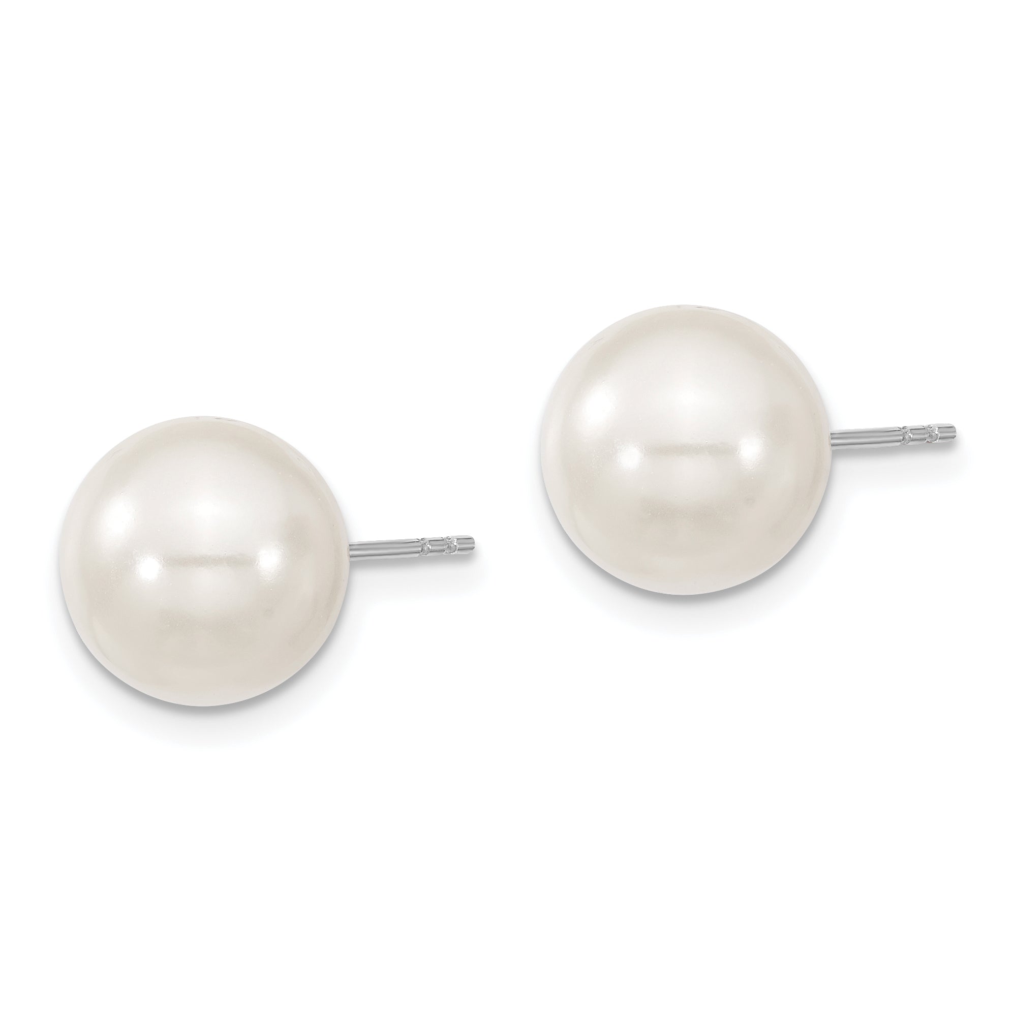 Sophia Jewelers Sterling Silver Rhodium-Plated Shell Pearl Stud Earrings