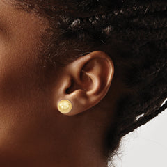 Sophia Jewelers Rhodium-Plated Sterling Silver Yellow Shell Pearl Earrings