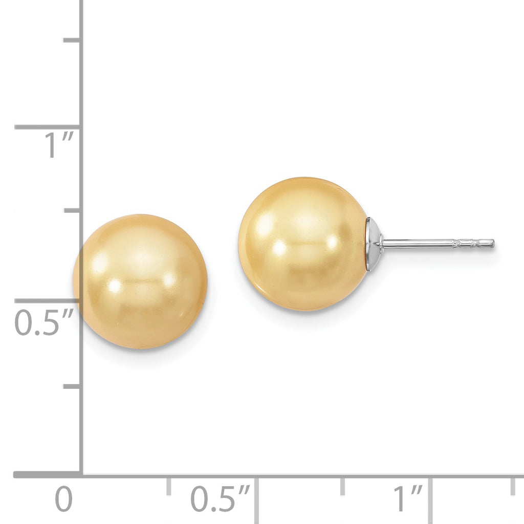 Sophia Jewelers Rhodium-Plated Sterling Silver Yellow Shell Pearl Earrings