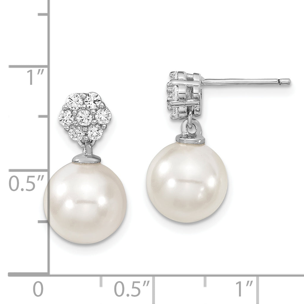 Sophia Jewelers Sterling Silver Dangle Earrings with Shell Pearls and CZ Elegance