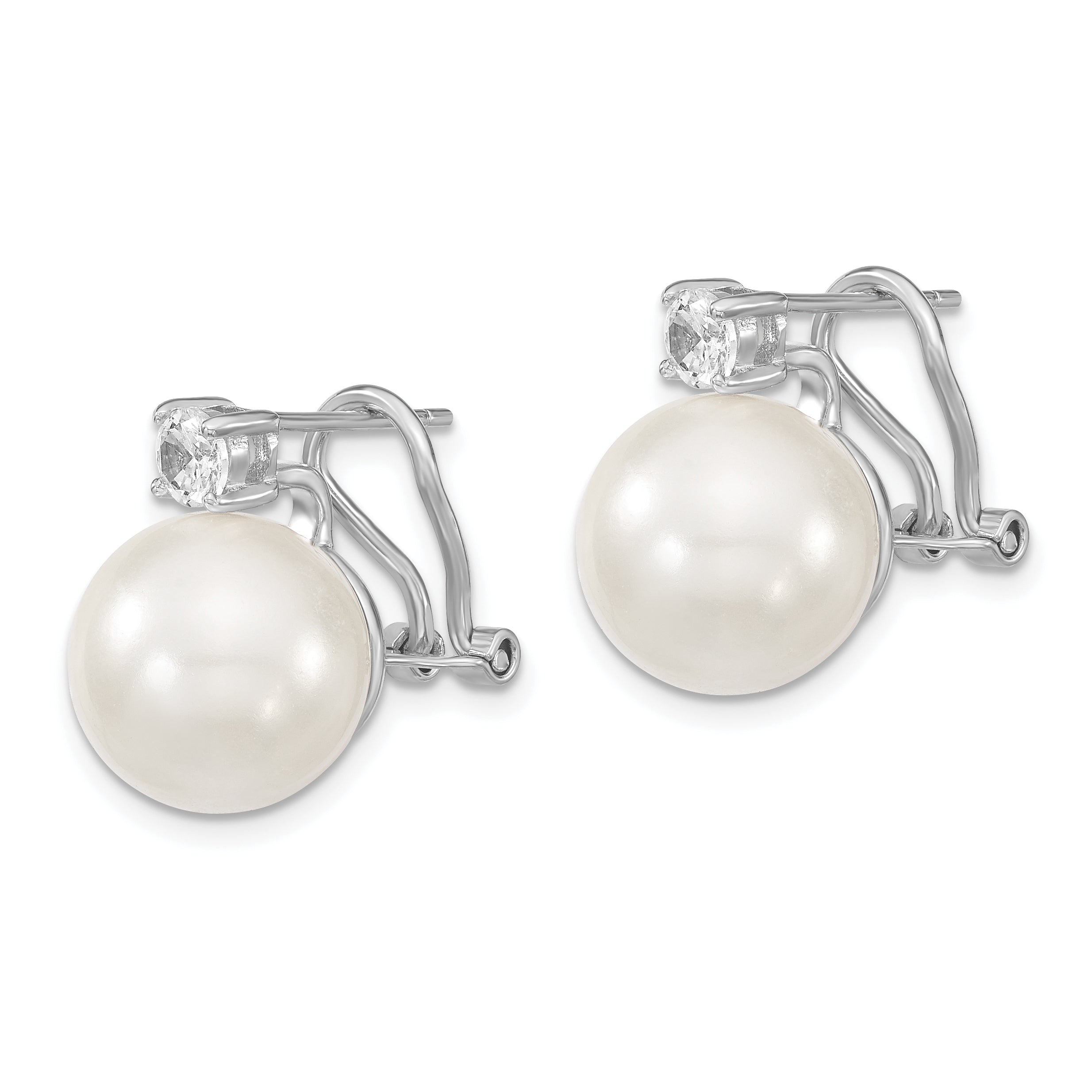 Majestik Sterling Silver Pearl and CZ Earrings with Rhodium Finish Secondary image