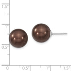 Sophia Jewelers Sterling Silver Rhodium-Plated Brown Shell Pearl Stud Earrings
