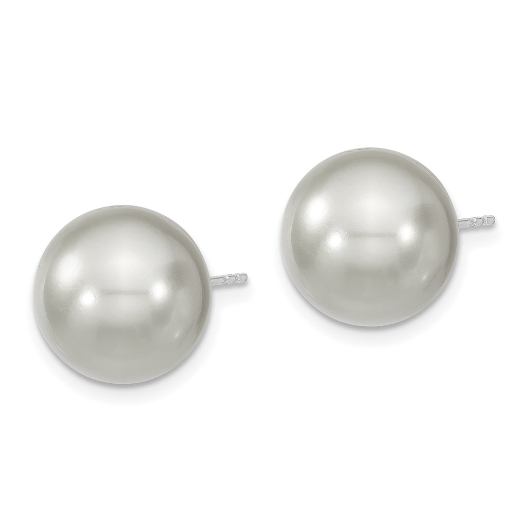 Sophia Jewelers Sterling Silver Grey Shell Pearl Stud Earrings Gift Ready