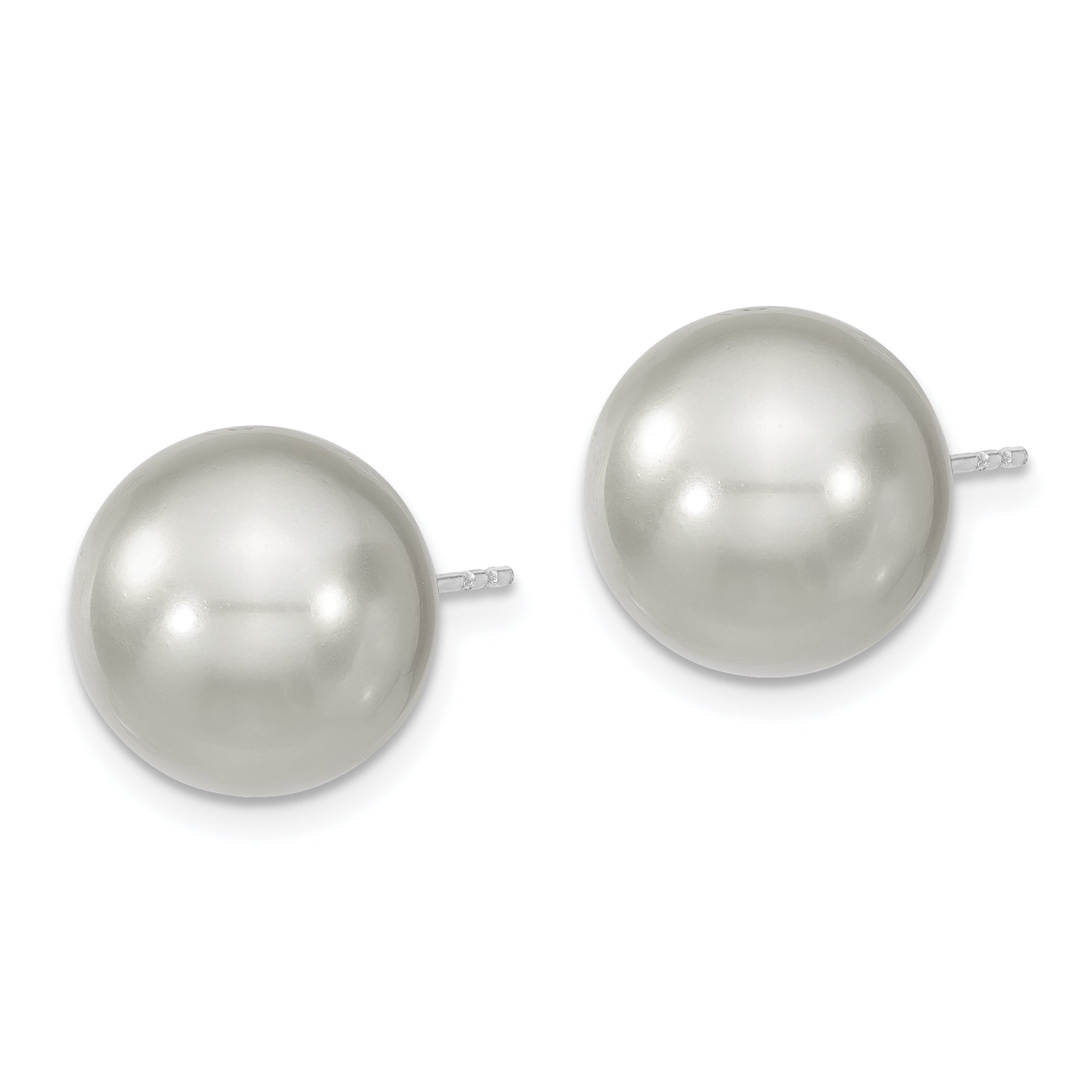Sophia Jewelers Sterling Silver Grey Shell Pearl Stud Earrings Gift Ready