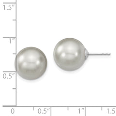 Sophia Jewelers Sterling Silver Grey Shell Pearl Stud Earrings Gift Ready