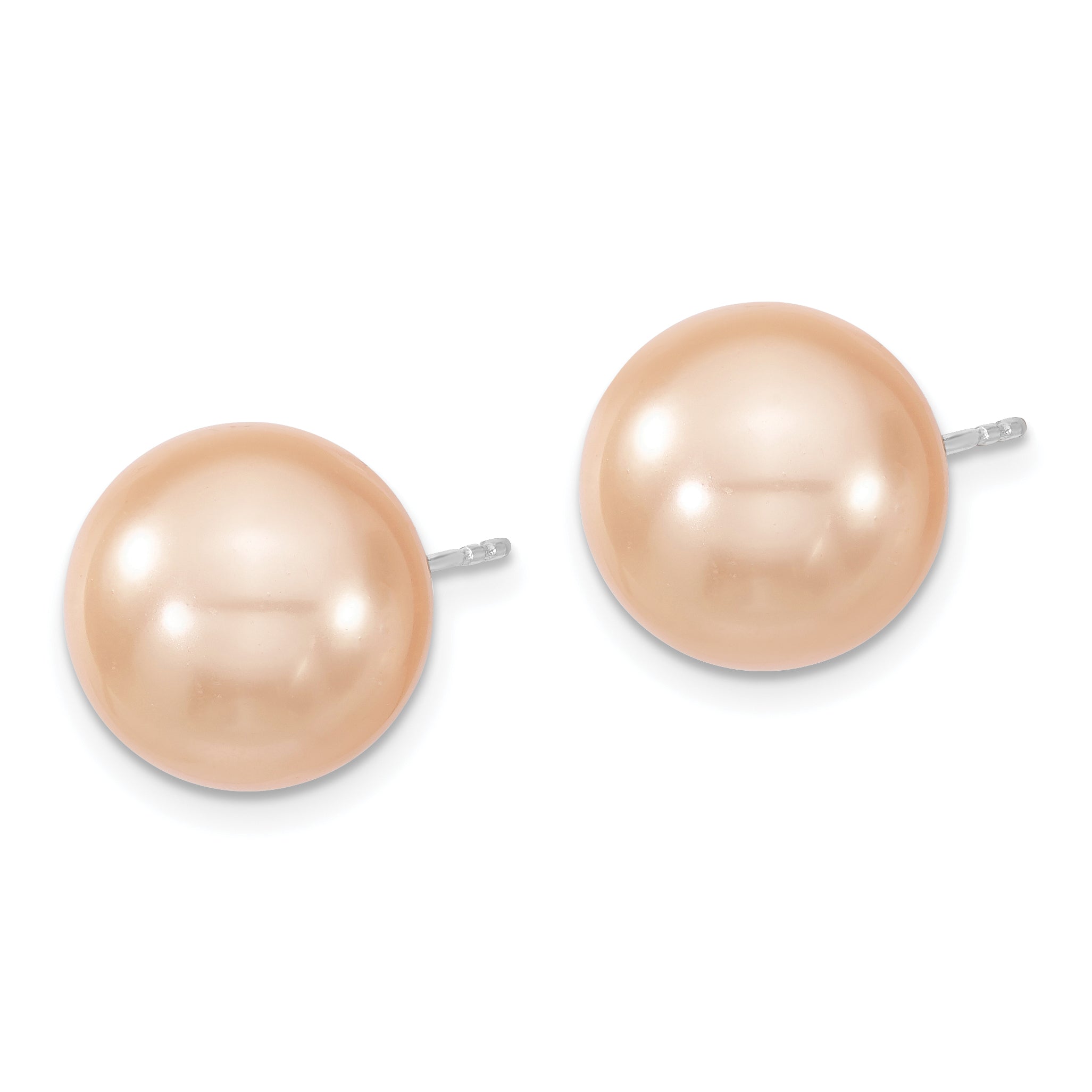 Majestik 925 Sterling Silver Pink Shell Pearl Stud Earrings With Rhodium-Plated Elegant Finish Secondary image
