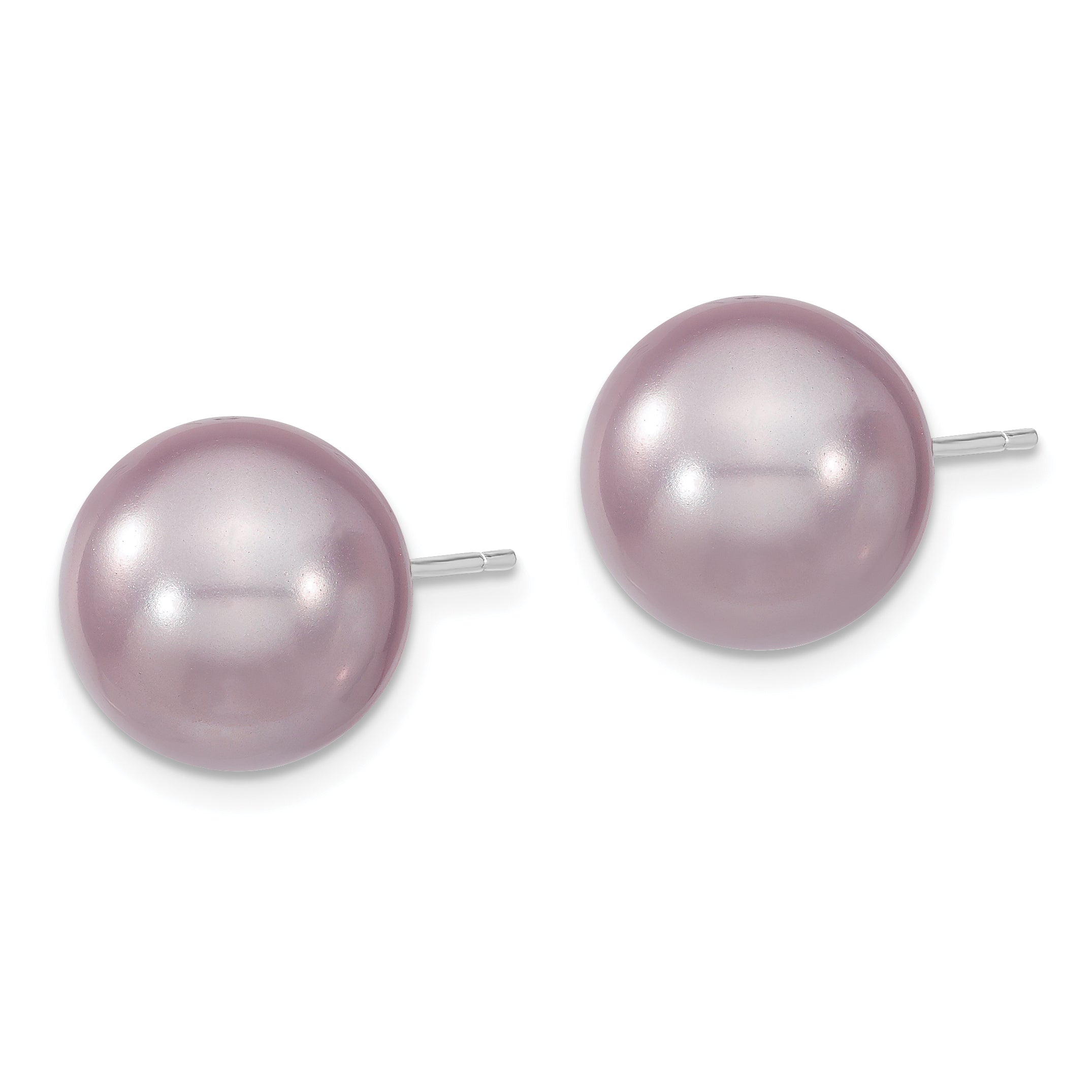 Majestik Sterling Silver Shell Pearl Earrings with Purple Hue and Polished Finish Secondary image