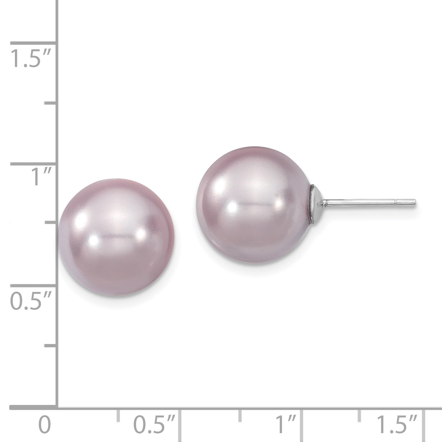 Majestik Sterling Silver Shell Pearl Earrings with Purple Hue and Polished Finish