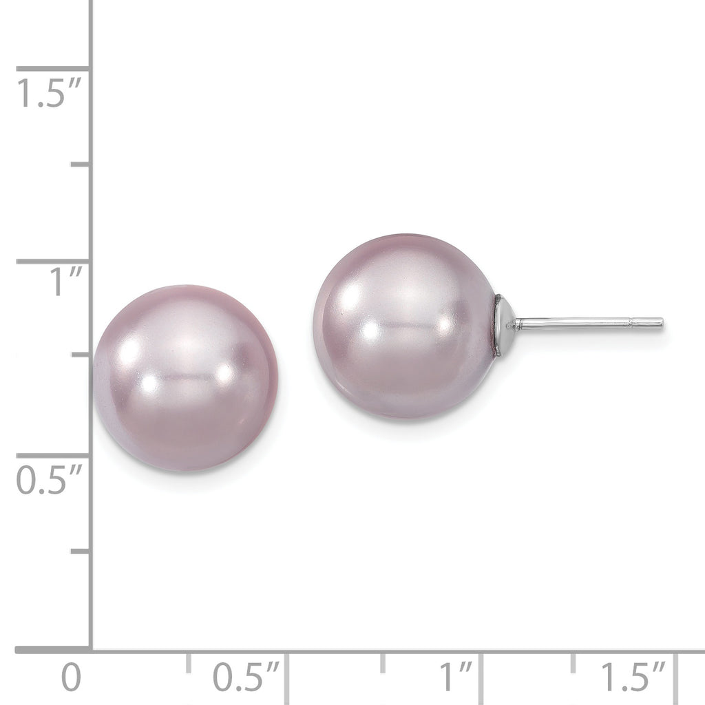 Majestik Sterling Silver Shell Pearl Earrings with Purple Hue and Polished Finish