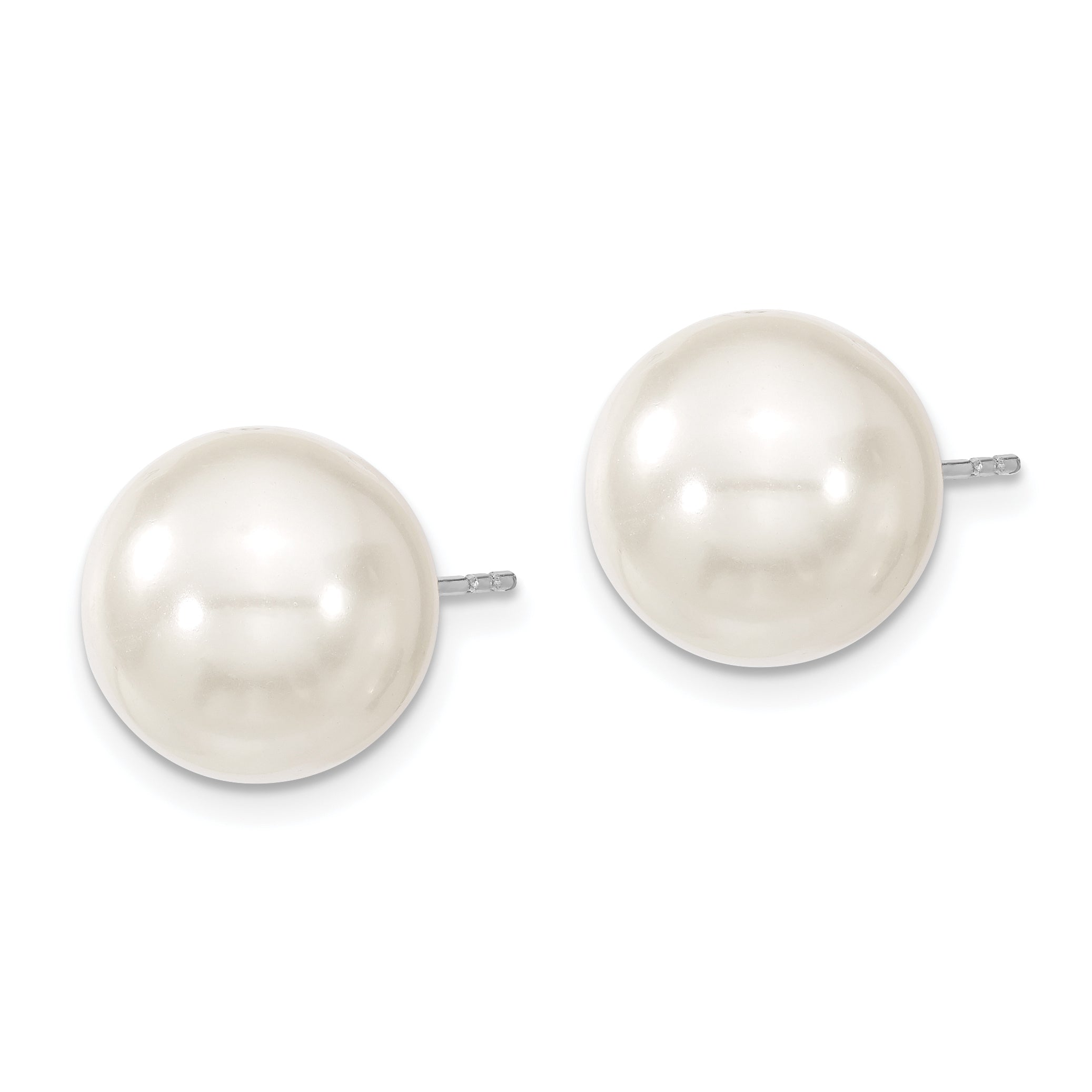 Sophia Jewelers Sterling Silver Shell Pearl Stud Earrings Gift Ready Elegant Rhodium-Plated Finish