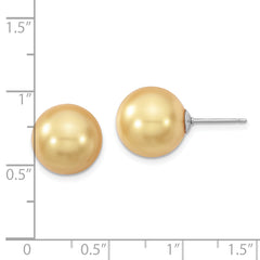 Sophia Jewelers Sterling Silver Stud Earrings with Yellow Shell Pearls and Polished Rhodium Finish