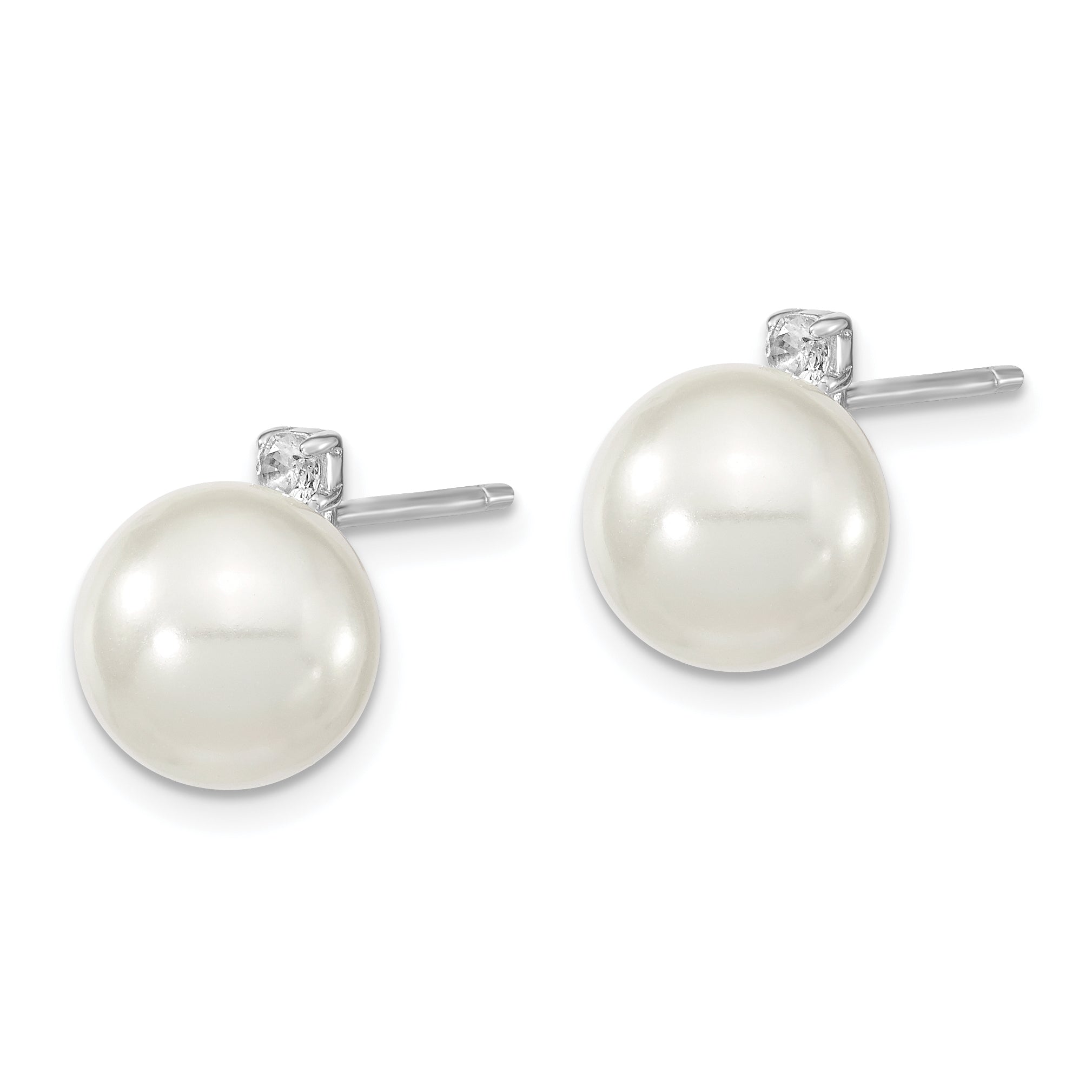 Majestik 925 Sterling Silver Shell Pearl CZ Earrings with Rhodium Plating: Elegant and Tarnish-Resistant Secondary image