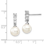 Sterling Silver CZ Shell Pearl Dangle Earrings with Rhodium Plating  Timeless Elegance