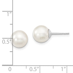 Sophia Jewelers Sterling Silver Pearl Stud Earrings with Rhodium-Plated Elegance