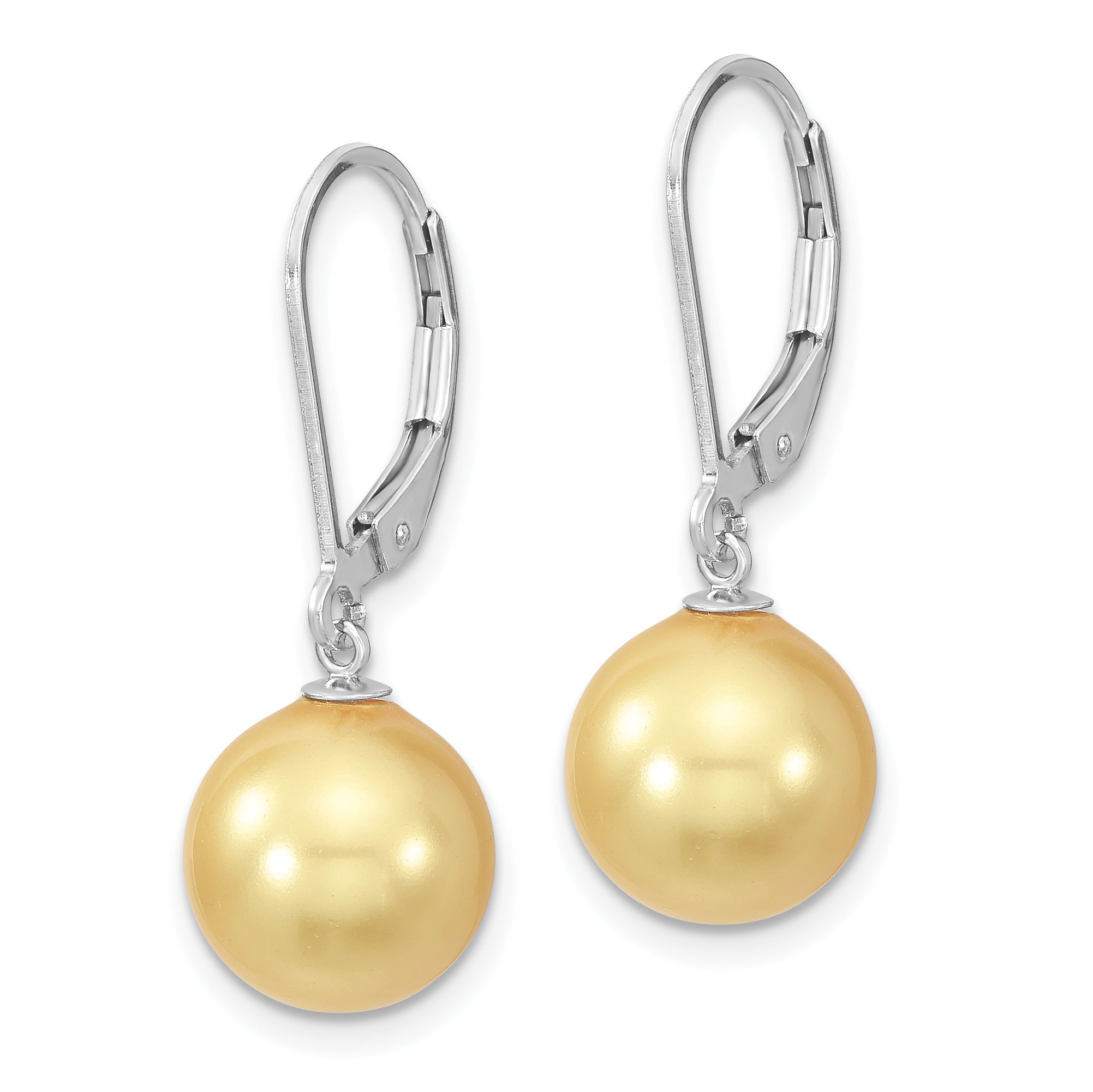 Majestik 925 Sterling Silver Yellow Shell Pearl Dangle Earrings with Rhodium-Plated Leverback