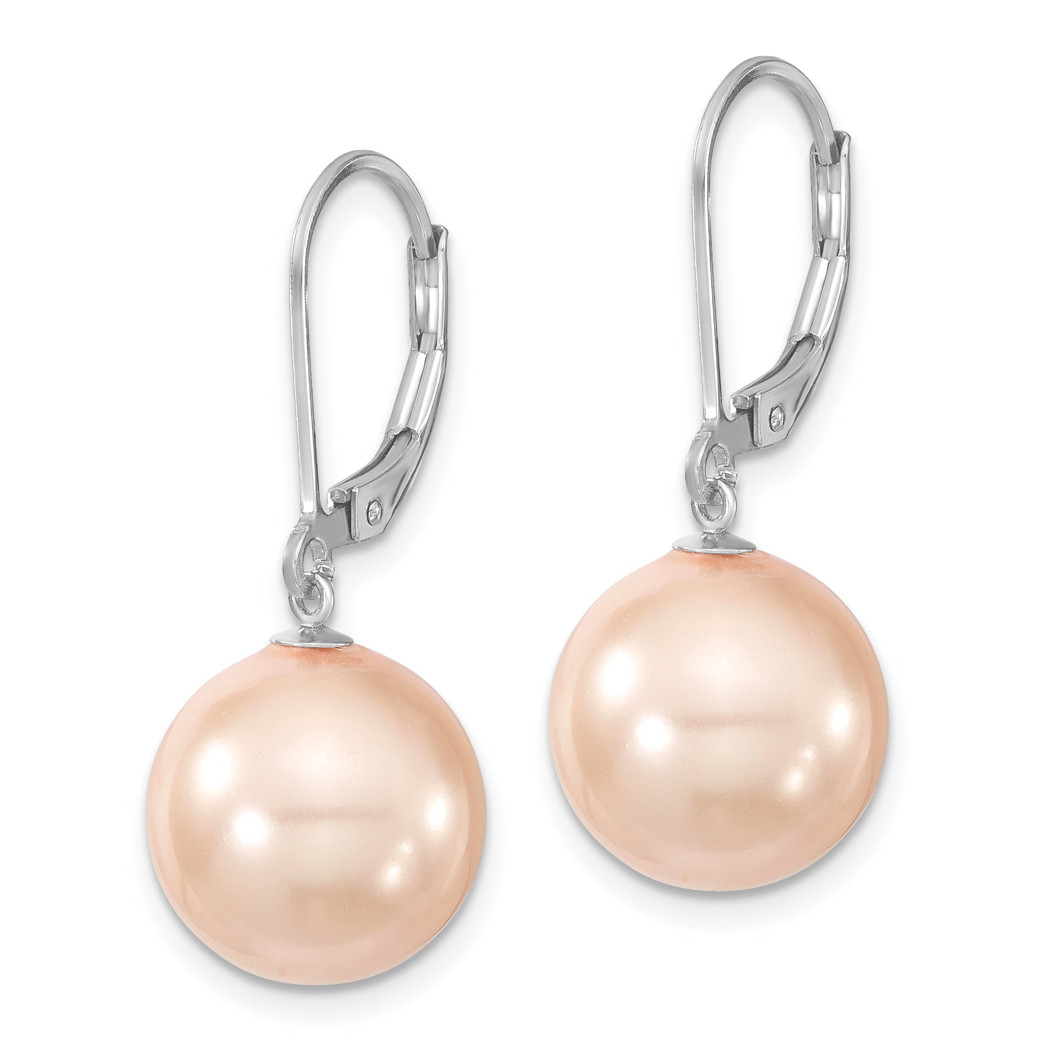 Sophia Jewelers Sterling Silver Rhodium-Plated Pink Shell Pearl Dangle Earrings Secondary image