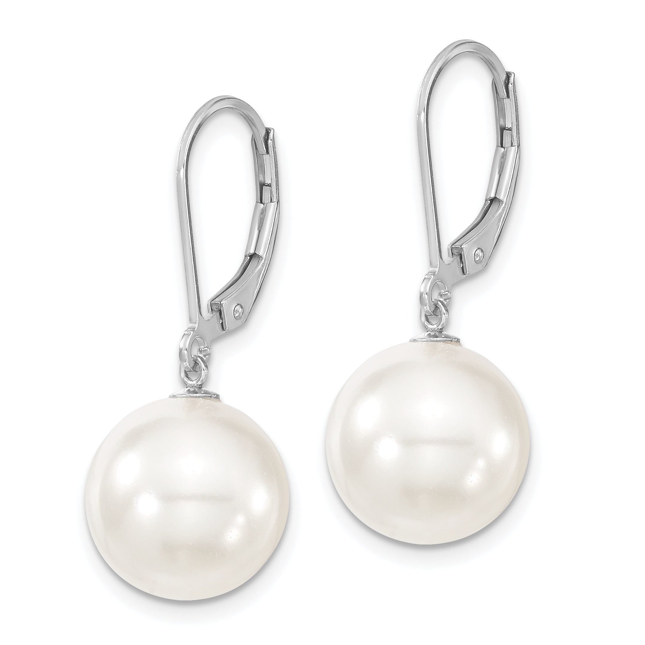 Sophia Jewelers Sterling Silver Rhodium-Plated Shell Pearl Dangle Earrings Secondary image