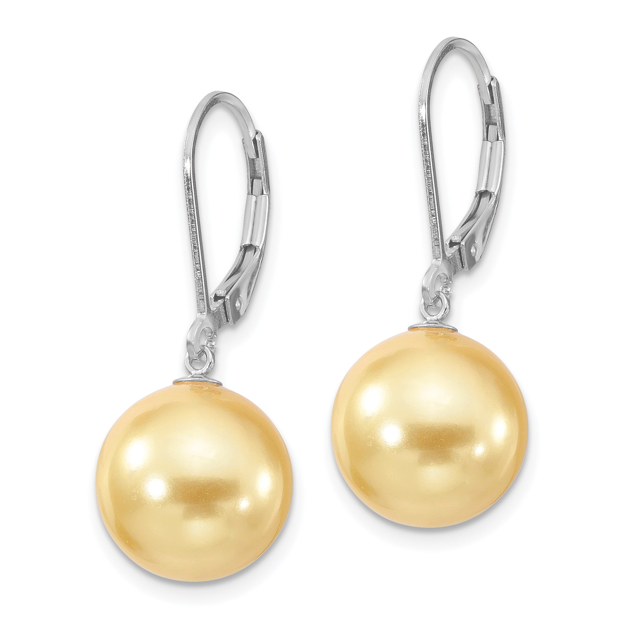 Rhodium-Plated Sterling Silver Shell Pearl Dangle Earrings for Women Secondary image