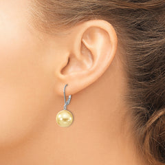 Rhodium-Plated Sterling Silver Shell Pearl Dangle Earrings for Women