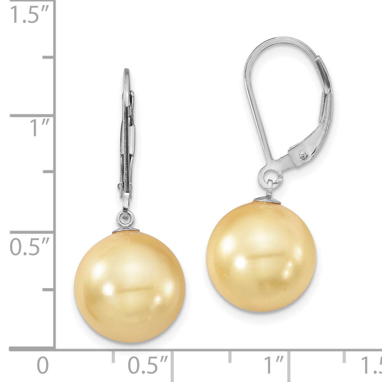 Rhodium-Plated Sterling Silver Shell Pearl Dangle Earrings for Women
