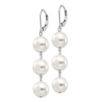 Sophia Jewelers Sterling Silver Shell Pearl Dangle Earrings with Rhodium Polish