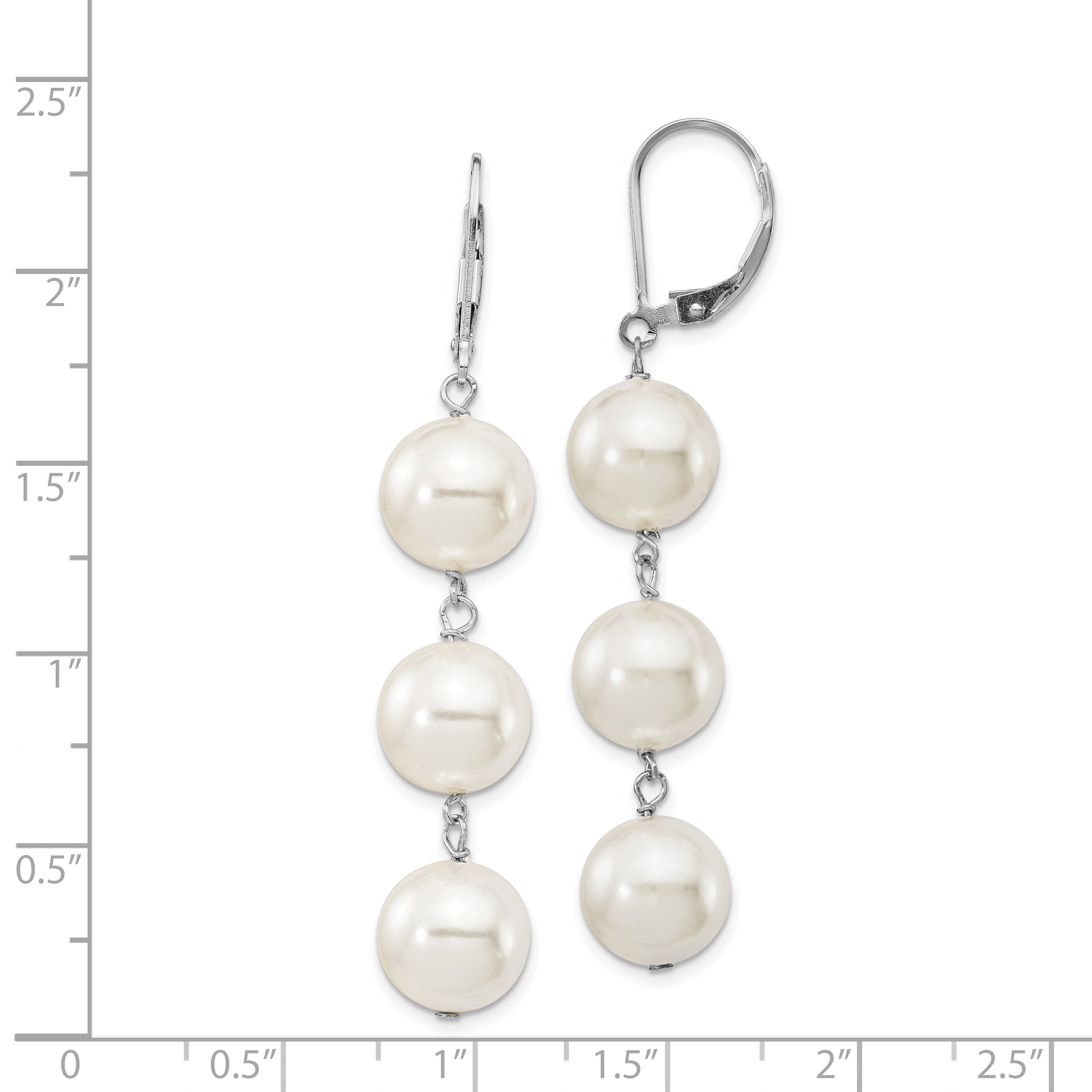 Sophia Jewelers Sterling Silver Shell Pearl Dangle Earrings with Rhodium Polish