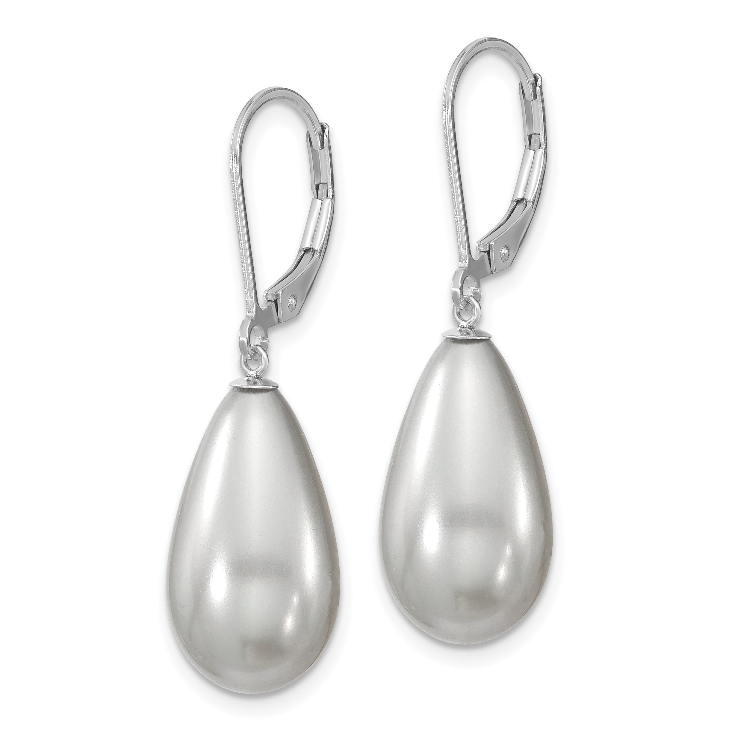 Majestik 925 Sterling Silver Rhodium-Plated Teardrop Shell Pearl Dangle Earrings Secondary image
