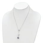 Majestik Sterling Silver Rhodium-Plated CZ Shell Pearl Necklace Elegant 18 Women's Jewelry