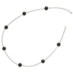 Sterling Silver 925 Beaded Necklace with 10-11mm Black Shell Pearls for Elegant Style